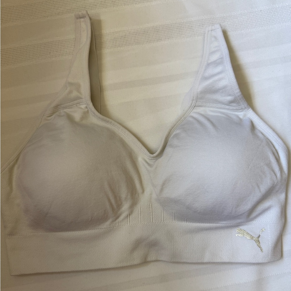 Puma White Sports Bra | Seamless Comfort | Size Medium | Two Bras Available